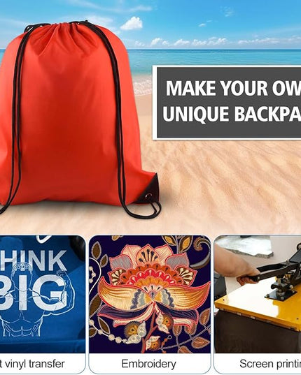 KUUQA 50Pcs Red Drawstring Backpack Bag Sack Drawstring Bags Bulk String Bags Storage Bags for Sport Gym Traveling