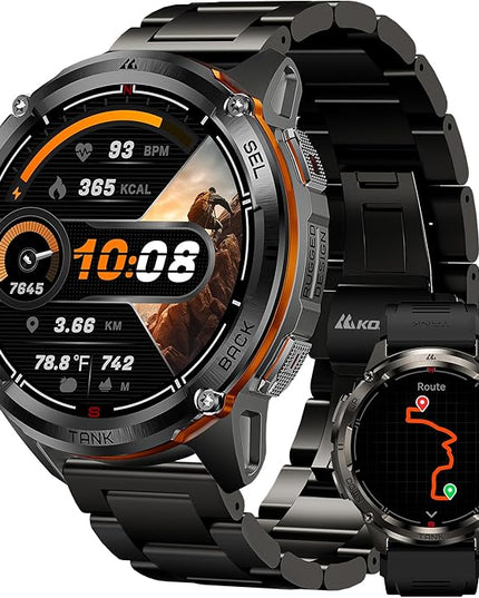KOSPET Tank T3 Ultra 2 GPS Smart Watch for Men, Extra-Long Battery, Full Stainless Steel Body Rugged Smartwatch with Bluetooth Calling, Pressure&Altitude&Compass, 1.43" AMOLED Display(2 Bands)