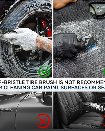 Tire Brushes for Cleaning Tires, Car Wheel Brushes for Cleaning Wheels, Rim Cleaner Brush for Car Detailing, Premium Wheel Cleaner Brush Kit Safe for Cars, Trucks, SUVs, RVs, Motorcycles