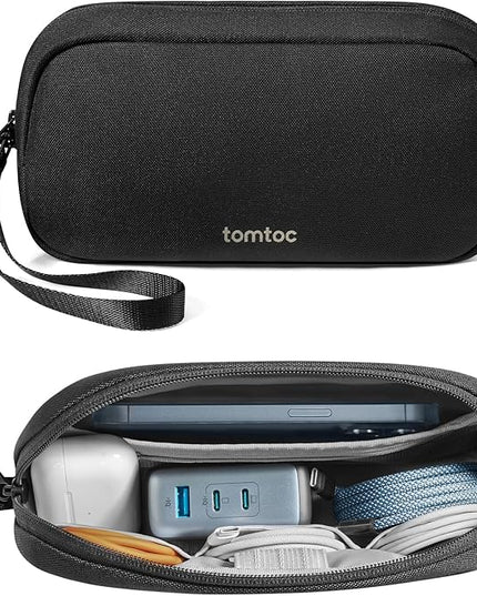 tomtoc Electronics Organizer Travel Case, Water Resistant Travel Bag Cable Organizer for Essentials, Tech Pouch Accessories Carry Storage for Cord, Phone, Cables, Airpods, USB Flash Drive, Daily Items