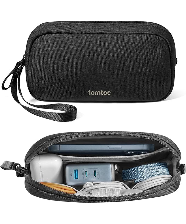 tomtoc Electronics Organizer Travel Case, Water Resistant Travel Bag Cable Organizer for Essentials, Tech Pouch Accessories Carry Storage for Cord, Phone, Cables, Airpods, USB Flash Drive, Daily Items