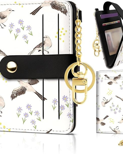 Sodsay Small Slim Wallet Women RFID Blocking, PU Leather Bifold Ladies Wallet with Zipper Coin Pocket, Thin Cute Travel Card Wallets for Girls, Gray Motions