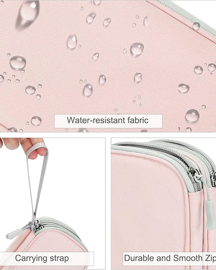 FYY Electronic Organizer, Travel Cable Organizer Bag Pouch Electronic Accessories Carry Case Portable Waterproof Double Layers All-in-One Storage Bag for Cable, Cord, Phone, Earphone-Light Pink