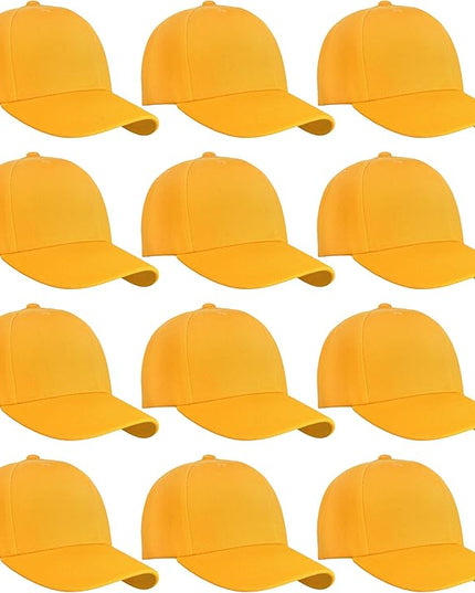 Falari Wholesale Bulk Lot 12-Pack Baseball Cap Adjustable Size Plain Blank Solid Color
