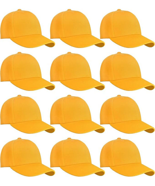 Falari Wholesale Bulk Lot 12-Pack Baseball Cap Adjustable Size Plain Blank Solid Color