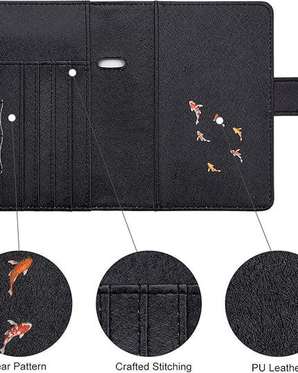 WALNEW Passport Holder for Travel, RFID Passport Cover Wallet for Women Men, PU Leather Passport Book Card Holder Case with Pen (Buckle Closure, Buckle-Carp)