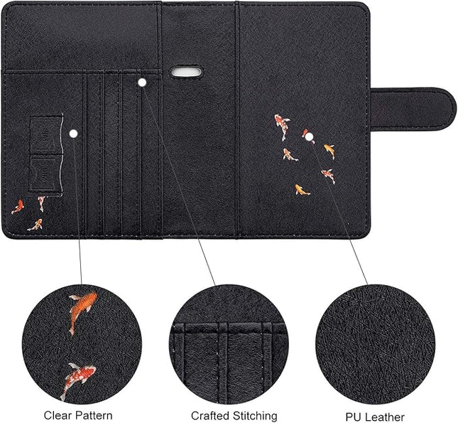 WALNEW Passport Holder for Travel, RFID Passport Cover Wallet for Women Men, PU Leather Passport Book Card Holder Case with Pen (Buckle Closure, Buckle-Carp)