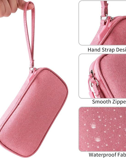 Pink Universal Cable Organizer - Electronics Accessories Bag for Charger, Phone, Memory Card & Travel Gadgets