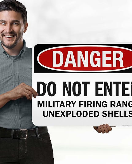 Danger Do Not Enter Military Firing Range Unexploded Shells Sign, 18x24 Inches, 3M EGP Reflective .080 Aluminum, Fade Resistant, Made in USA by My Sign Center