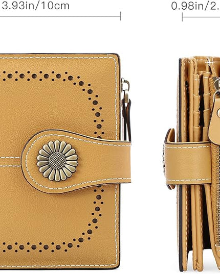 SENDEFN Small Womens Wallet Leather Bifold Card Holder RFID Blocking with Zipper Coin Pocket