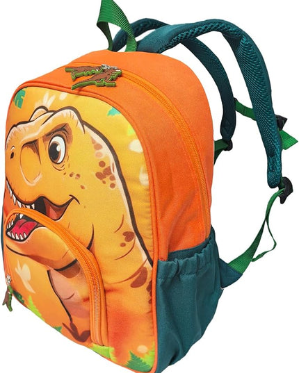 Kids Backpack for Boys and Girls, Kindergarten School Bag with Chest Strap (Orange T-Rex, 14 Inch)