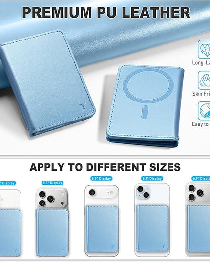 TUCCH for Magsafe Wallet with 6 Card Holders, RFID Blocking Clear ID Window PU Leather Men Women Folio Magnetic Phone Wallet for iPhone 17/16/15/14/13/12/Plus/Air/Pro/Pro Max Series, Pearly Light Blue