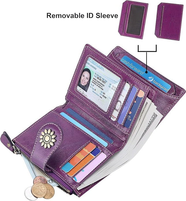 Lavemi Womens Leather Wallet Small Compact RFID Blocking Credit Card Case Purse with Zipper Pocket | Small, Compact, RFID Blocking, Zipper Pocket, Small, Compact