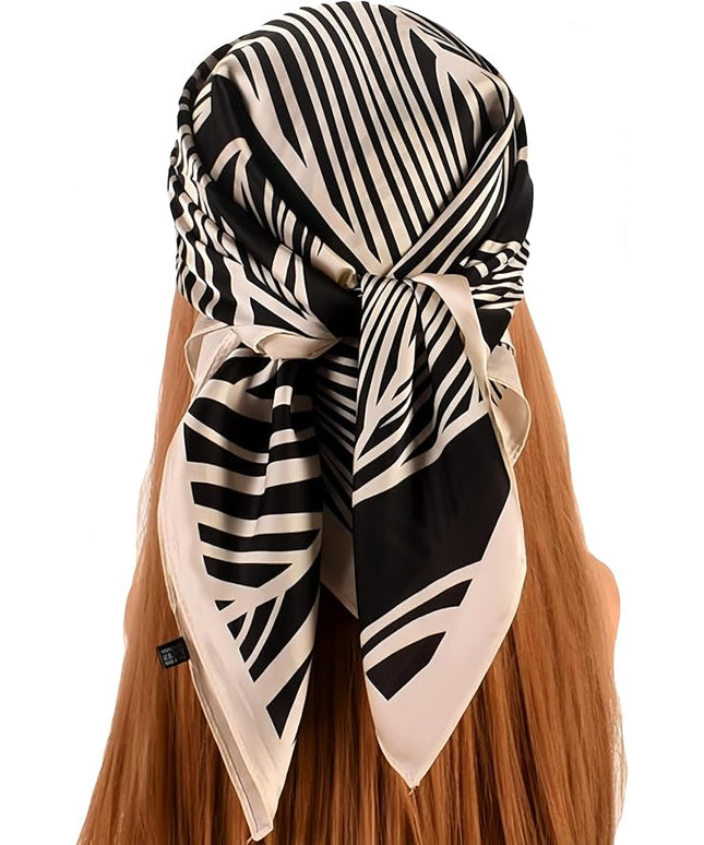 MINIDORA Satin Scarves for Women 27.5 × 27.5 inches Medium Square Elegant Silk Feeling Head Scarf