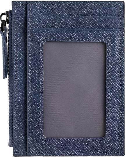 ilovever Slim Wallet for Women and men Small Leather RFID Blocking Credit Card Holder Minimalist Wallet with Coin Purses & Pouches,Navy