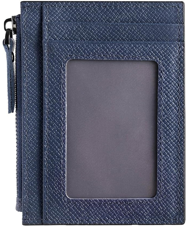 ilovever Slim Wallet for Women and men Small Leather RFID Blocking Credit Card Holder Minimalist Wallet with Coin Purses & Pouches,Navy