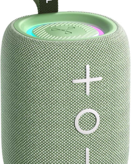 Tribit Bluetooth Speaker StormBox Mini+, 12W Shower Speaker with 360° Sound, 12H Playtime, Custom EQ, BT5.4, IPX7 Waterproof, RGB Lights, Type-C, AAC/SBC, TWS, Portable for Camping/Backyard (Green)