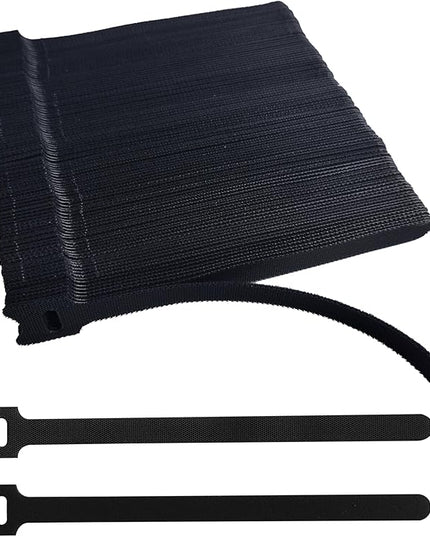 200 PCS 8 Inches Black Reusable Cable Ties, Adjustable Cord Straps, Cable Organizer, Cord Wrap and Hook Loop Cords Management