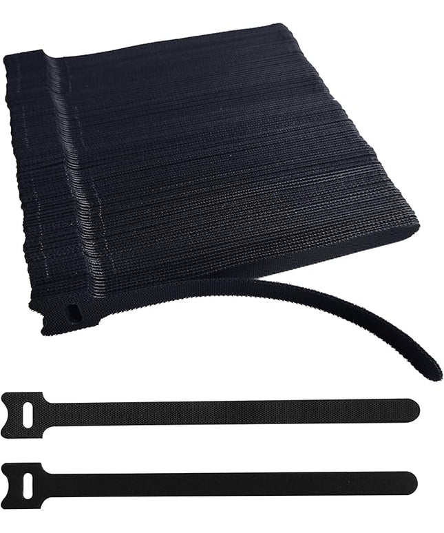 200 PCS 8 Inches Black Reusable Cable Ties, Adjustable Cord Straps, Cable Organizer, Cord Wrap and Hook Loop Cords Management