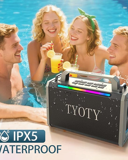Portable Bluetooth Speaker 80W Loud Wireless Outdoor Stereo Sound Deep Bass IPX5 Waterproof Big Powerful Large Party Speakers with Colorful LED Lights, TWS, EQ, AUX, USB for Home Travel Camping