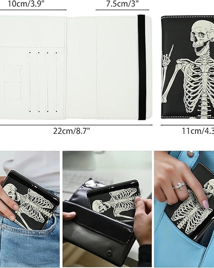 OK Skull Passport Holder for Women and Men PU Leather Passport Cover for Travel