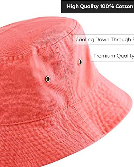 The Hat Depot Bucket Hat - Unisex 100% Cotton & Denim UPF 50 Packable Summer Travel Beach Sun Hat