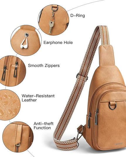 7L Sling Bag for Women Men Leather Small Sling Backpack Daypack Anti Theft Fanny Pack Crossbody Purse Travel