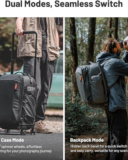 PGYTECH 2-in-1 Roller Camera Backpack, DSLR/SLR/Mirrorless Bag for Travel Photographers, Rolling Luggage with Tripod & Removable Modular & Rain Cover, Compatible with Canon, Nikon, Sony