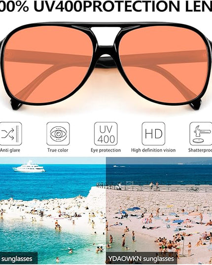 YDAOWKN Retro Aviator Sunglasses for Women Mens Large Frame Classic Vintage 70s Sun Glasses Aviators