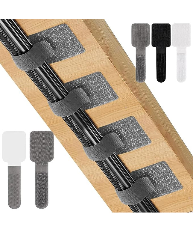 50-Pack Reusable Self-Adhesive Cable Ties cable management Adjustable Hook & Loop Straps for Organizing Data Cables, Wires, Headphones Under-Table Cord Management for Home, Office