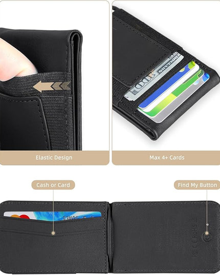HiWe for MagSafe Wallet Stand with Find My, Anti-Lost Strongest Magnetic Wallet for iPhone 17/16/15/14/13/12 Series, 9 Cards Holder, Leather RFID, Black