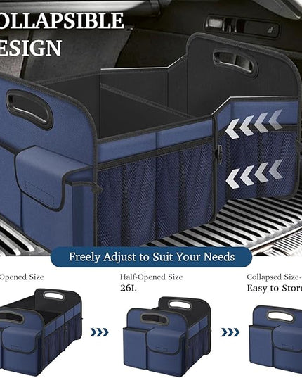 Femuar Car Trunk Organizer, Collapsible, Waterproof, Non-Slip, Blue, 52L, 5 Compartments, Rectangular, Portable, Practical/Functional