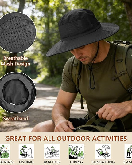 ZOORON Sun Hats for Men Women Fishing Hat with Neck Flap,UPF 50+ Sun Hat Waterproof Wide Brim Bucket Hats for Safari Hiking