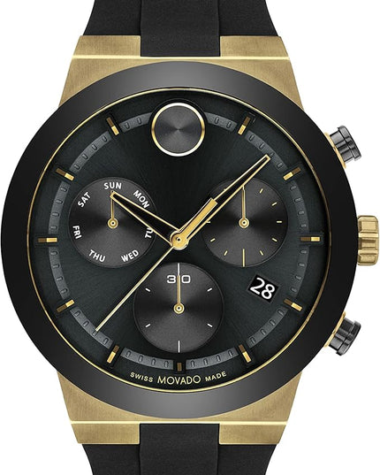 Movado Bold Fusion Men's Watch - Swiss Quartz Chronograph Movement, Silicone Strap - 5 ATM Water Resistance - Luxury Fashion Timepiece for Him - 44.50mm