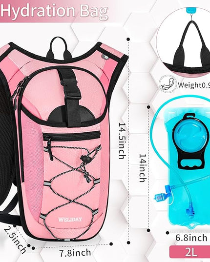 Hydration Backpack with Leak Proof Water Bladder, Lightweight Hydro Water Daypack for Rave, Cycling, Running, Hiking, Climbing