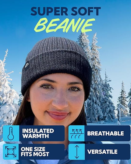 SUN NINJA Ski Beanie for Men & Women – Ultra Soft, Lightweight, Warm Ribbed Knit Winter Hats for Cold Weather & Outdoor Use