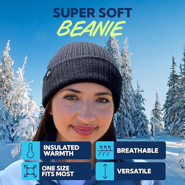 SUN NINJA Ski Beanie for Men & Women – Ultra Soft, Lightweight, Warm Ribbed Knit Winter Hats for Cold Weather & Outdoor Use