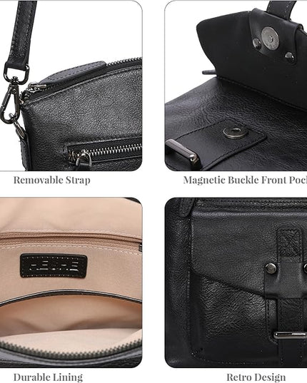 HESHE Leather Crossbody Bags for Women Satchel Purses Shoulder Purses and Handbags Cross Body Bag with Multi Pockets