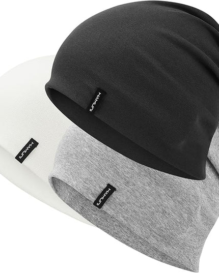 Slouchy Beanie for Women Men Soft Cotton Chemo Hats Double-Layer Warm Beanie Cap for Daily Wear & Transitional Seasons