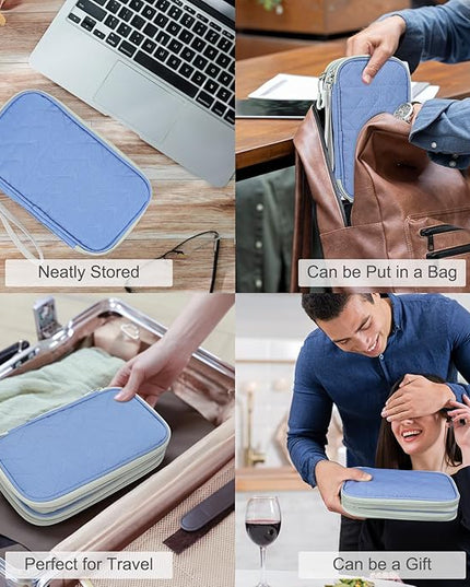 FYY Electronic Organizer, Travel Cable Organizer Bag Pouch Electronic Accessories Carry Case Portable Waterproof Double Layers All-in-One Storage Bag for Cable, Cord, Charger, Phone, Pattern Blue (M)