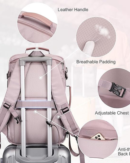PIJUSHI Carry on Travel Backpack for Women Convertible Duffel Bag Backpack Large Luggage Rucksack Fit 16 Inch Laptop(PE039 Light Purple)