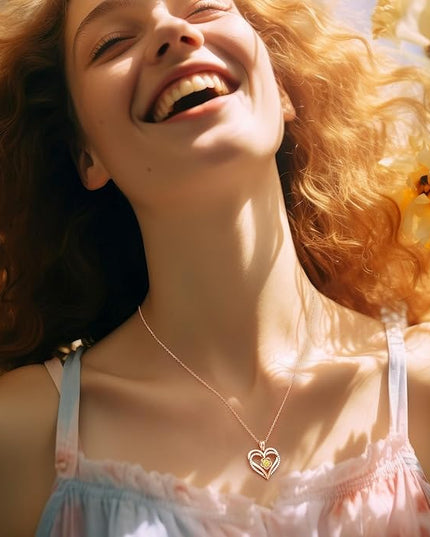 CDE Christmas Gifts for Women S925 Silver Rose Gold Heart Birthstone Necklaces for Women，Ideal Anniversary or Birthday Jewelry Gifts for Wife Girlfriend Her