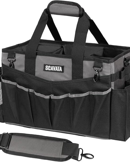 Wearable Cleaning Caddy Bag, Cleaning Caddy Supplies Organizer with Handle & Shoulder Straps for Housekeepers, Under Sink & Car Cleaning Tool Organizers with 4 Foldable Divider (DarkGrey)