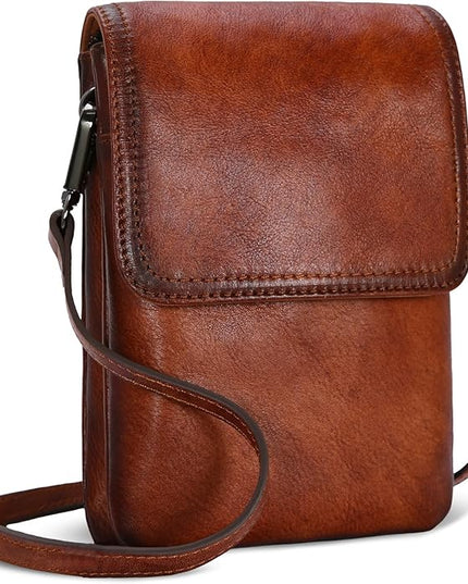 Iswee Leather Crossbody Bags for Women RFID Blocking Cell Phone Purse Small Anti-Theft Zippered with Card slots