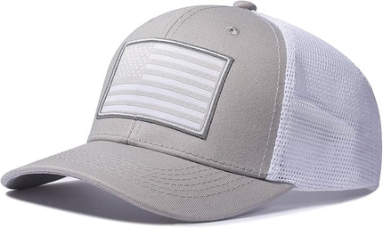 AURR American Flag Trucker Hat, Patriotic Baseball Cap for Men & Women, Breathable Mesh Adjustable Snapback, USA Flag Patch