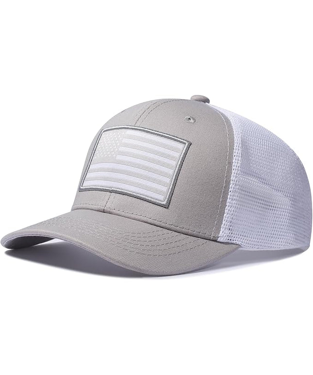 AURR American Flag Trucker Hat, Patriotic Baseball Cap for Men & Women, Breathable Mesh Adjustable Snapback, USA Flag Patch
