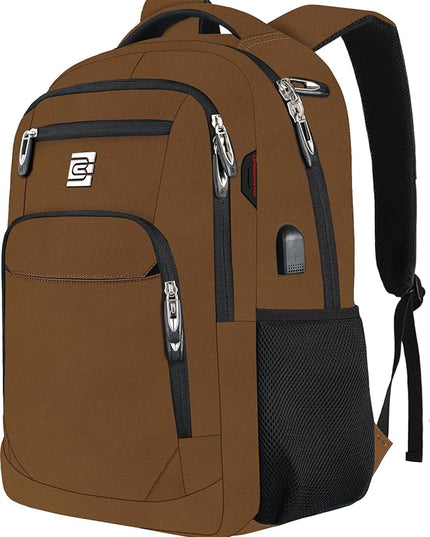 Volher Laptop Backpack,Business Travel Anti Theft Slim Durable Laptops Backpack with USB Charging Port,Water Resistant College Computer Bag for Women & Men Fits 15.6 Inch Laptop and Notebook-Brown