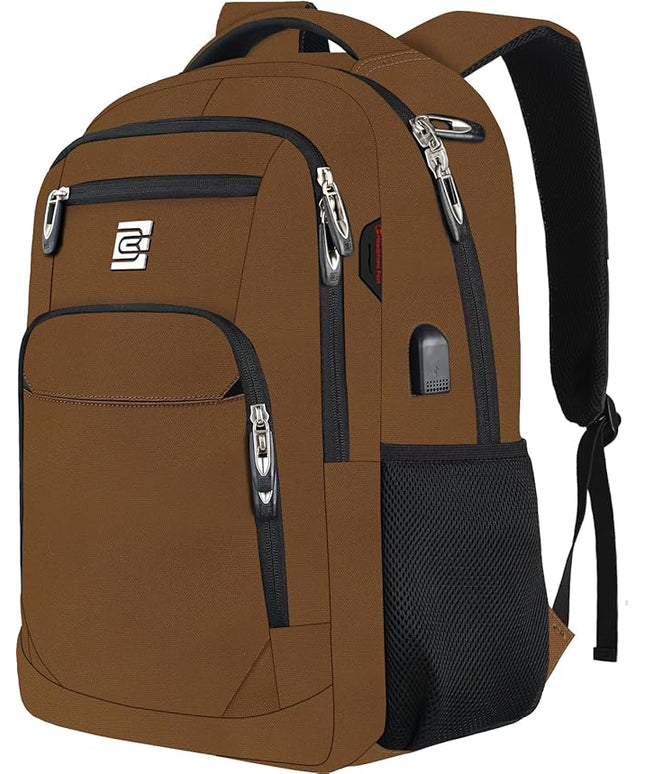 Volher Laptop Backpack,Business Travel Anti Theft Slim Durable Laptops Backpack with USB Charging Port,Water Resistant College Computer Bag for Women & Men Fits 15.6 Inch Laptop and Notebook-Brown
