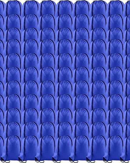 KUUQA 100Pcs Blue Drawstring Backpack Bag Sack Drawstring Bags Bulk String Bags Storage Bags for Sport Gym Traveling