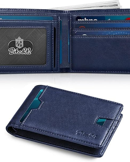 Zitahli Mens-Wallet-Slim-Leather-RFID Blocking Wallet for Men Minimalist Bifold Credit Card Holder with Gift Box